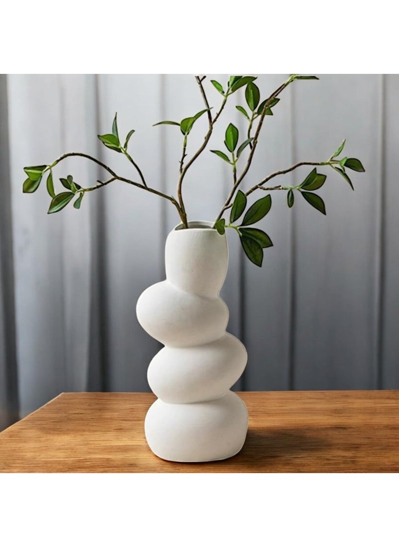URBAN SENSE Ceramic Wave Vase Modern Designer Flower Vase for Home Decor Unique Hollow Vase Design Ideal Gift for Living Room Bedroom and Centerpiece PebbleVase