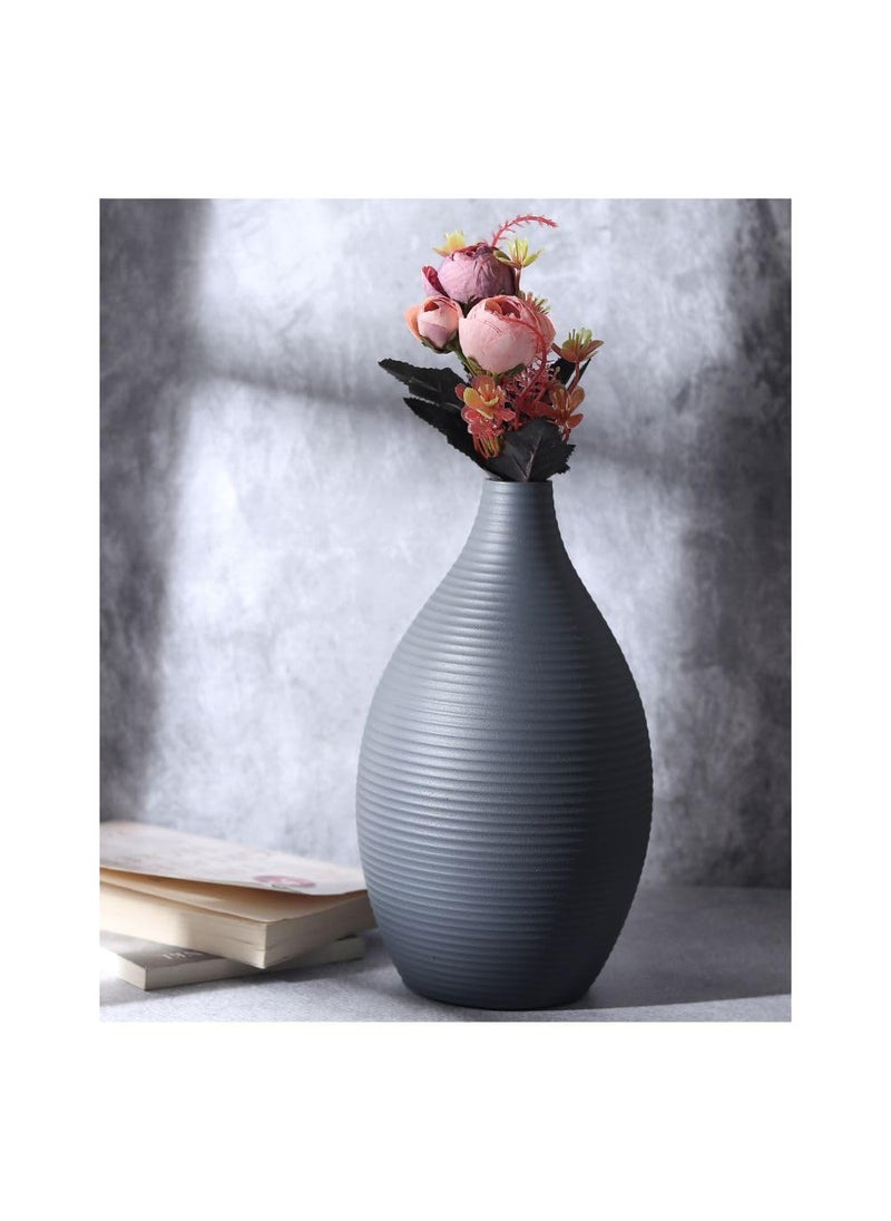 Decor de Maison Vesera Enamel Vase Aluminium vases Decorative Vase Flower Pot for Decoration Vases for Home Aesthetic Decor Metal Planters for BalconyBedroom12Graphite Black