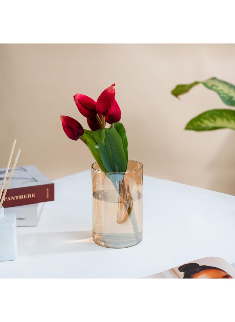 DecorTwist Cylindrical Glass Vase for Home Decor Flower Vases for Living Room Office Center Table Bedroom Decoration and Best Gift for Birthday Wedding