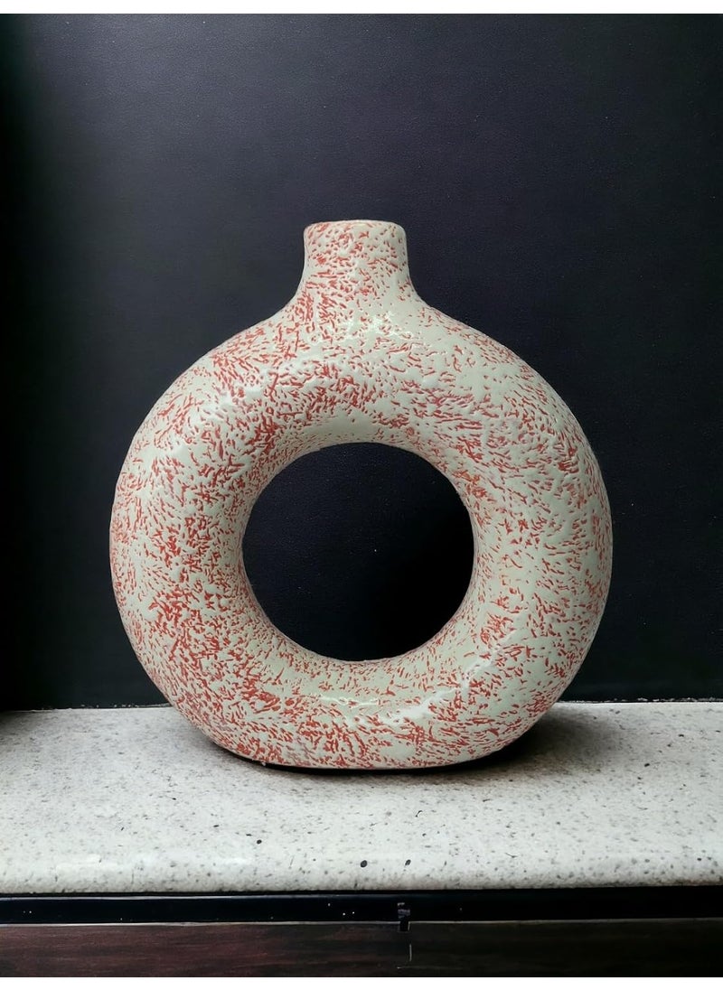 Madarks Donut Vase Flower Vase Vase Vases for Home Dcor Flower Vases Home Decor Ceramic Vase Vase for Living Room Waterproof Earthy Matte Finish 8 Inches