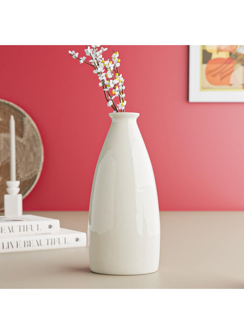 Medhini by Earth Store White Bottle 9 Inch Ceramic Vase Set of 1 Decorative Vase for Living Room Garden Balcony Bedroom Flower Vase Gift Perfect for Gifting Decoration Plant Not Included