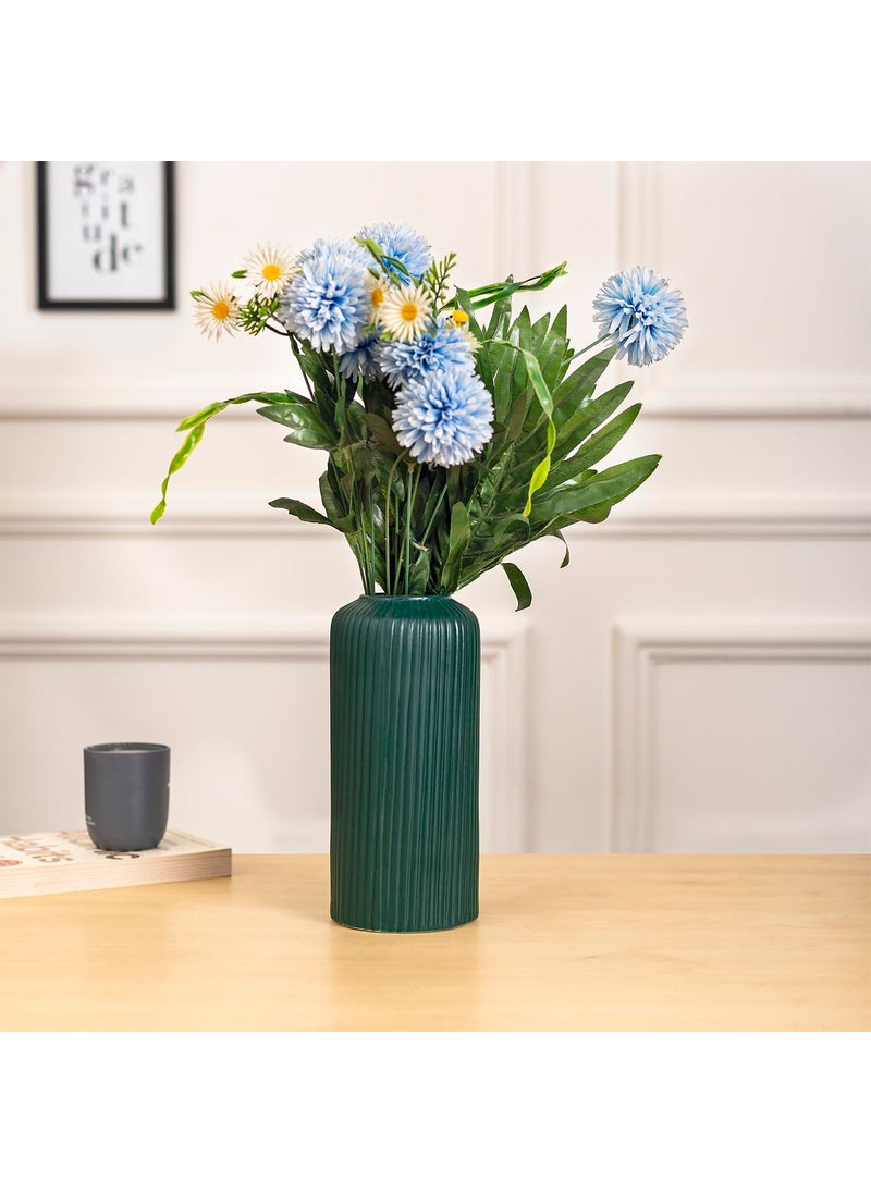 DecorTwist Flower Vase Ceramic Flower Vases for Home Decor Bedroom Centrepiece Living Room Office Decoration Flower Pot Pampas Grass Vases 6 Inch Green