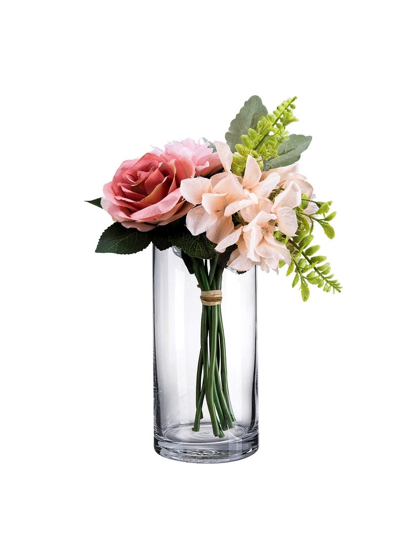 Rishabh Home Decoration Glass Cylinder Floral Vase 20cm Tall X 10cm Wide Clear