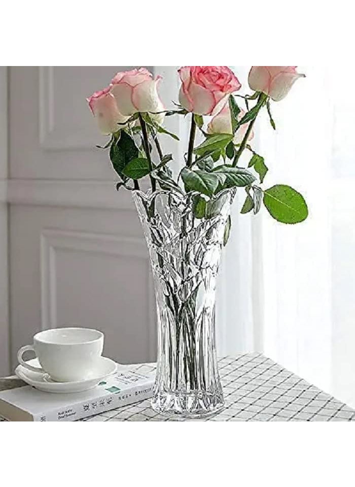 BOTIST Glass Flower Pot Crystal Clear Vase for Living Long Glass vase Decoration for Home Glass jar for Plants Indoor Bad Room Home Office Cafe