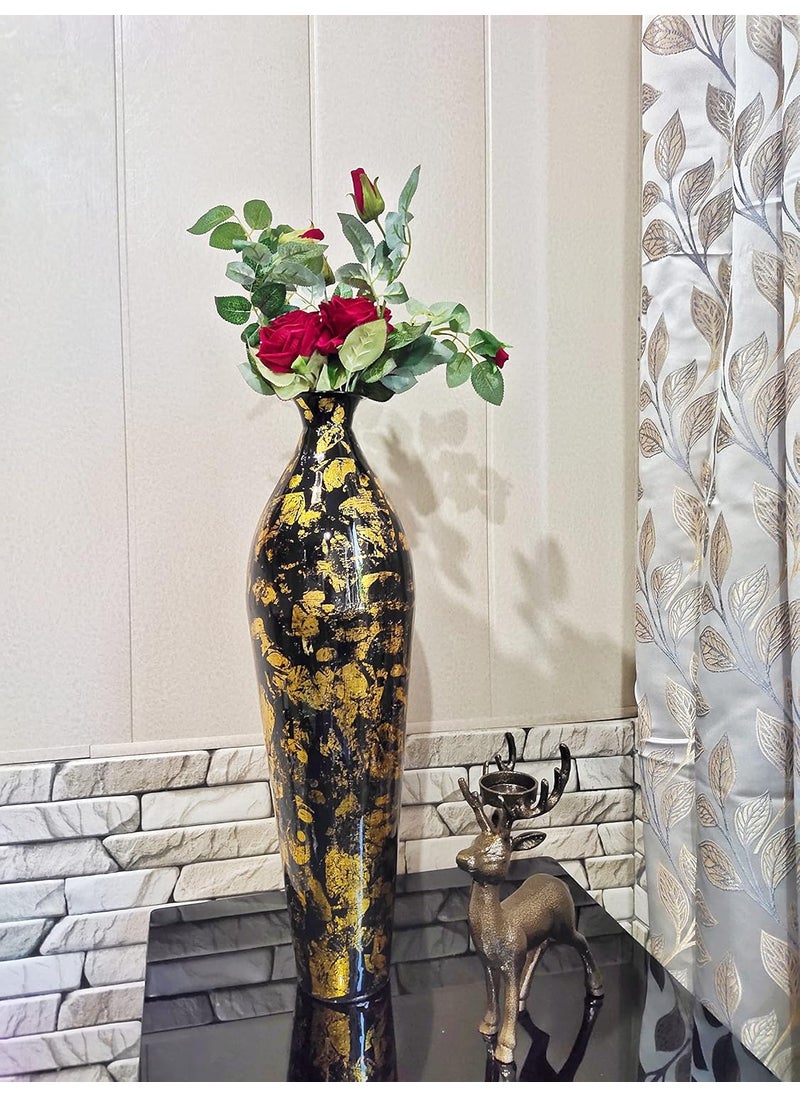 Amishi blissful decor Presents Handicrafts Metal Flower Vase Golden Finish Metallic Large Floor Vase 26 inch26 X 7 Inches Black