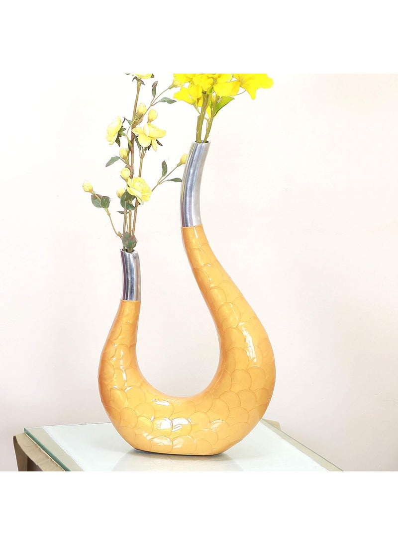 Alnico Decor Metal Flower Vase 20 X 12 Yellow