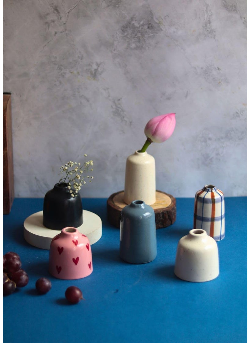 Weaving Homes Ceramic Vase Set of 6 Bud Vase for Flowers Small Vases for Flowers Flower Pots Decorative Flower Vases