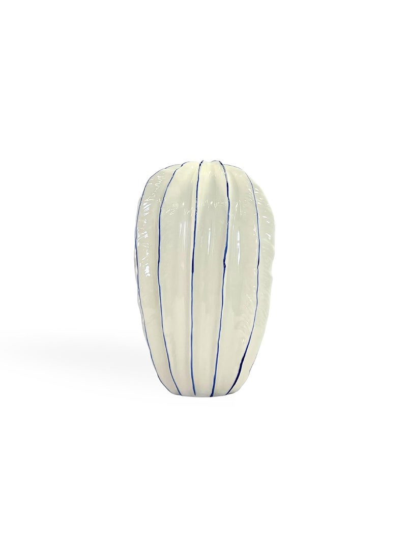 Holy Grail Homes Starlight Porcelain Vase Starfruit Shaped Decorative Vase Bright White Scandinavian Style with Fluted Detail Minimalist Home Dcor Large