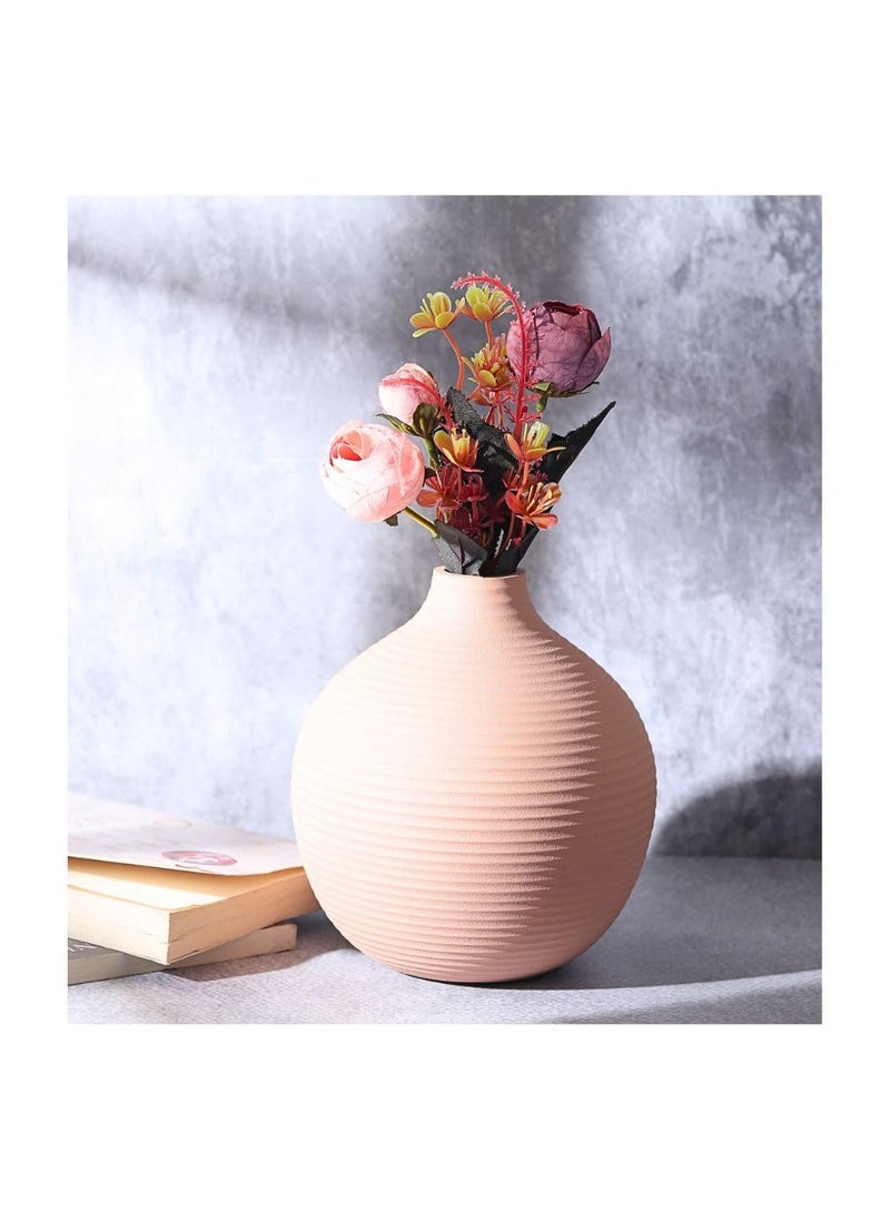 Decor de Maison Bella Enamel Vase for Home DecorTableLiving Aluminium vases Decorative Vase Flower Pot for Decoration Vases for Home Aesthetic Decor Metal Planters for Bedroom Peach