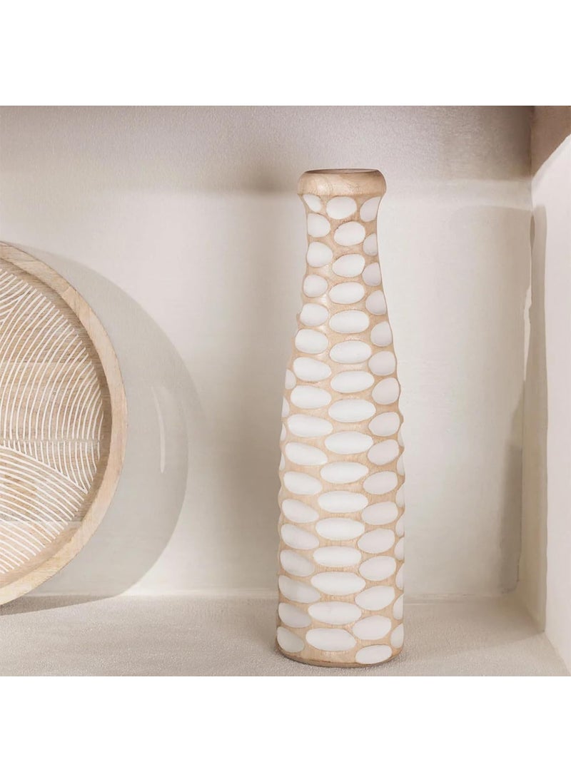 Duadecor Wooden Flower Vase for Home Decor Big Size Decorative Flowers Pot Table Decor Centrepiece Large Bottle Shape Boho Handmade Flower Vase for Coffee Table Corner Decoration 46 x 12 cm