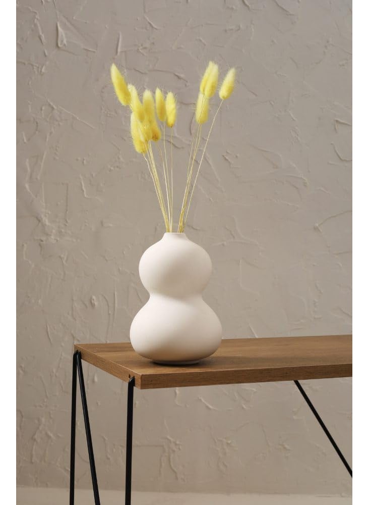 PUREZENTO Oreo Vase White 6 inch Matte Finish Ceramic Designer Flower Vases for Home Decoration Centre Table Bedroom Side Corner Beautiful Decorative Vases with Unique Quality