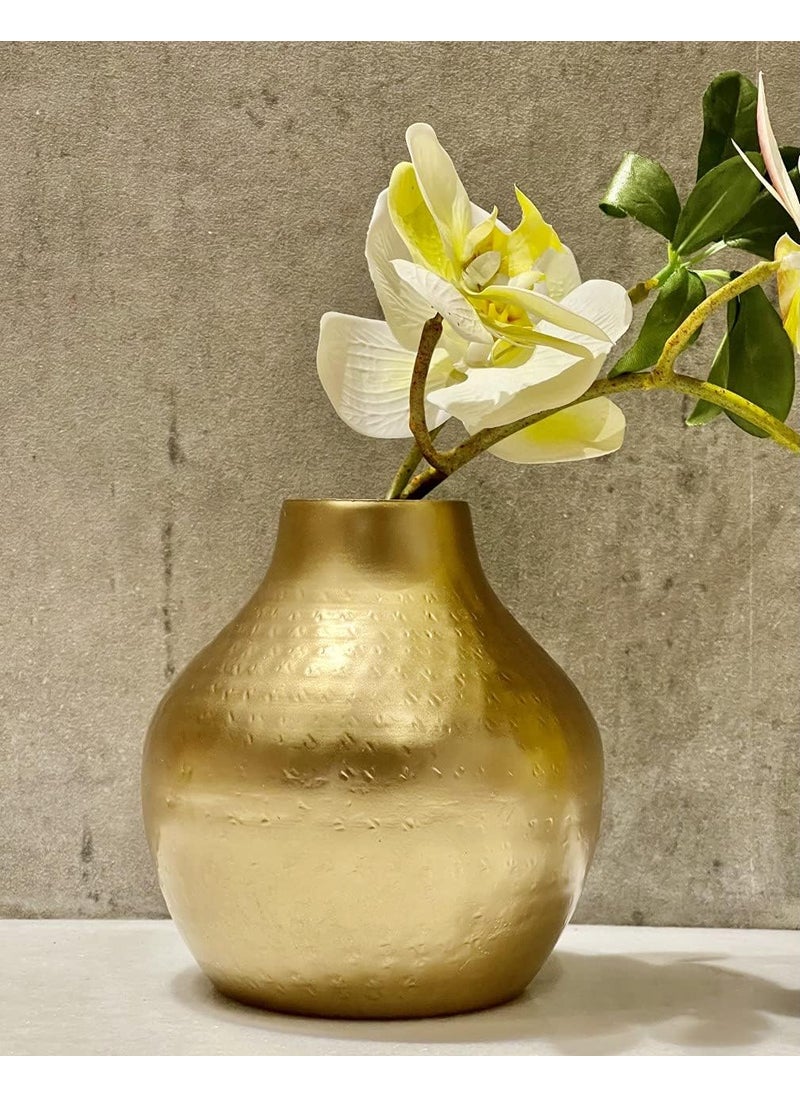 Urban Born Cast Iron Metal Flower Vase for Home Decor Flower Pots for Home Decoration Living Room Vintage Antique Decor Gold