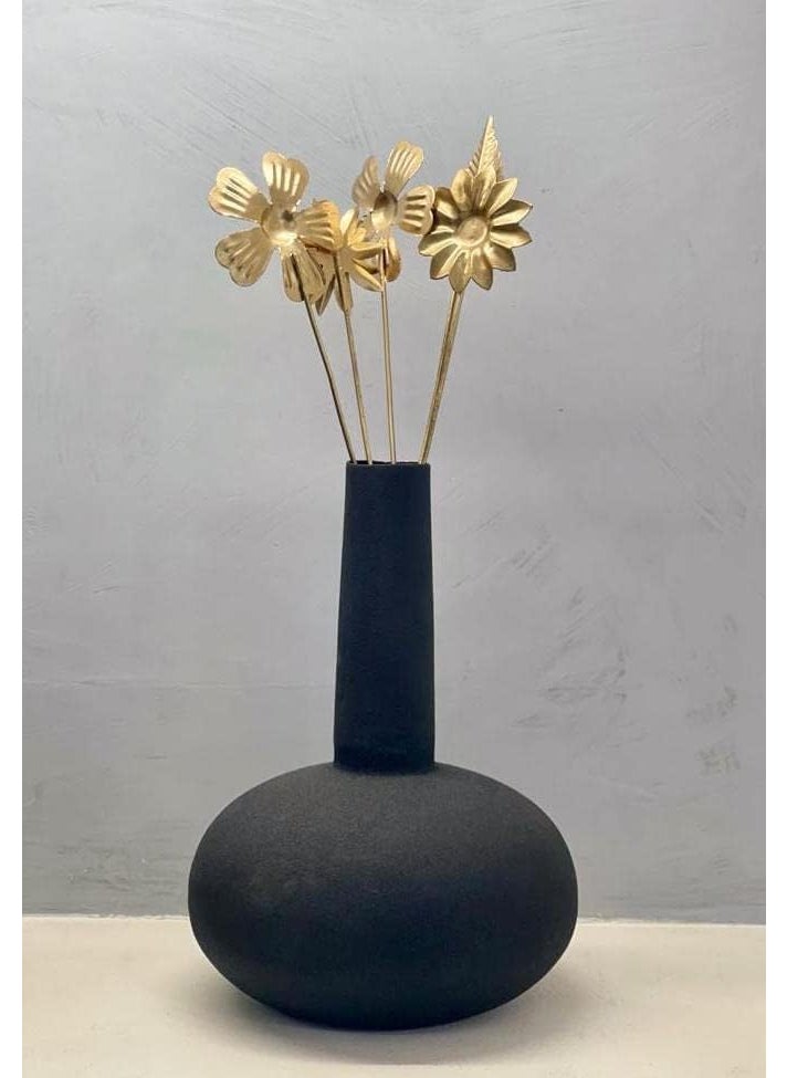 Urban Born Metal Flower vase for Home Decor and Living Room Vintage Decor Antique Decor for Home dcor Textured Black