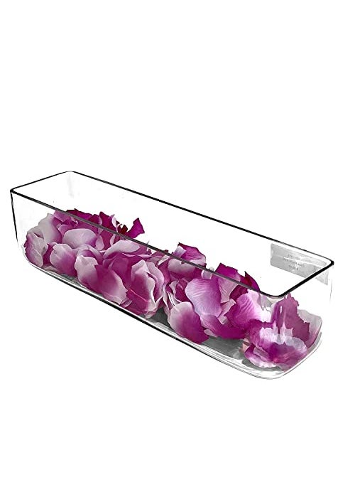 Rishabh Home Decoration Glass Clear Long Rectangle Block Glass Vase Home Decor Center Table Bedroom Living Room and Office Decoration 10 x 4 2