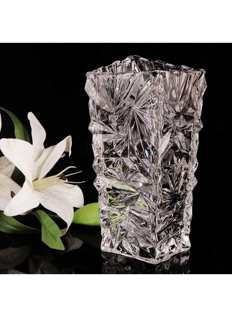 BOTIST Diamond Glass Flower Vase for Home Decor Glass jar for Plants Indoor Bad Room Office Cafe Glass Flower Pot