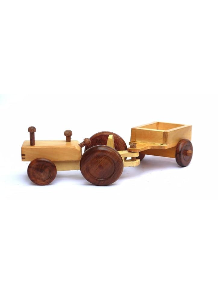 Soni Arts and Crafts Decorative Wooden Tractor Figurine Collectible Vehicle