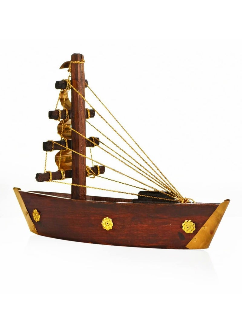 LOYAL CRAFT Miniature of Keralas Special Wooden Boom Boat Payakappal with Brass Fittings Wooden Dhow Ship uru Wooden Boat
