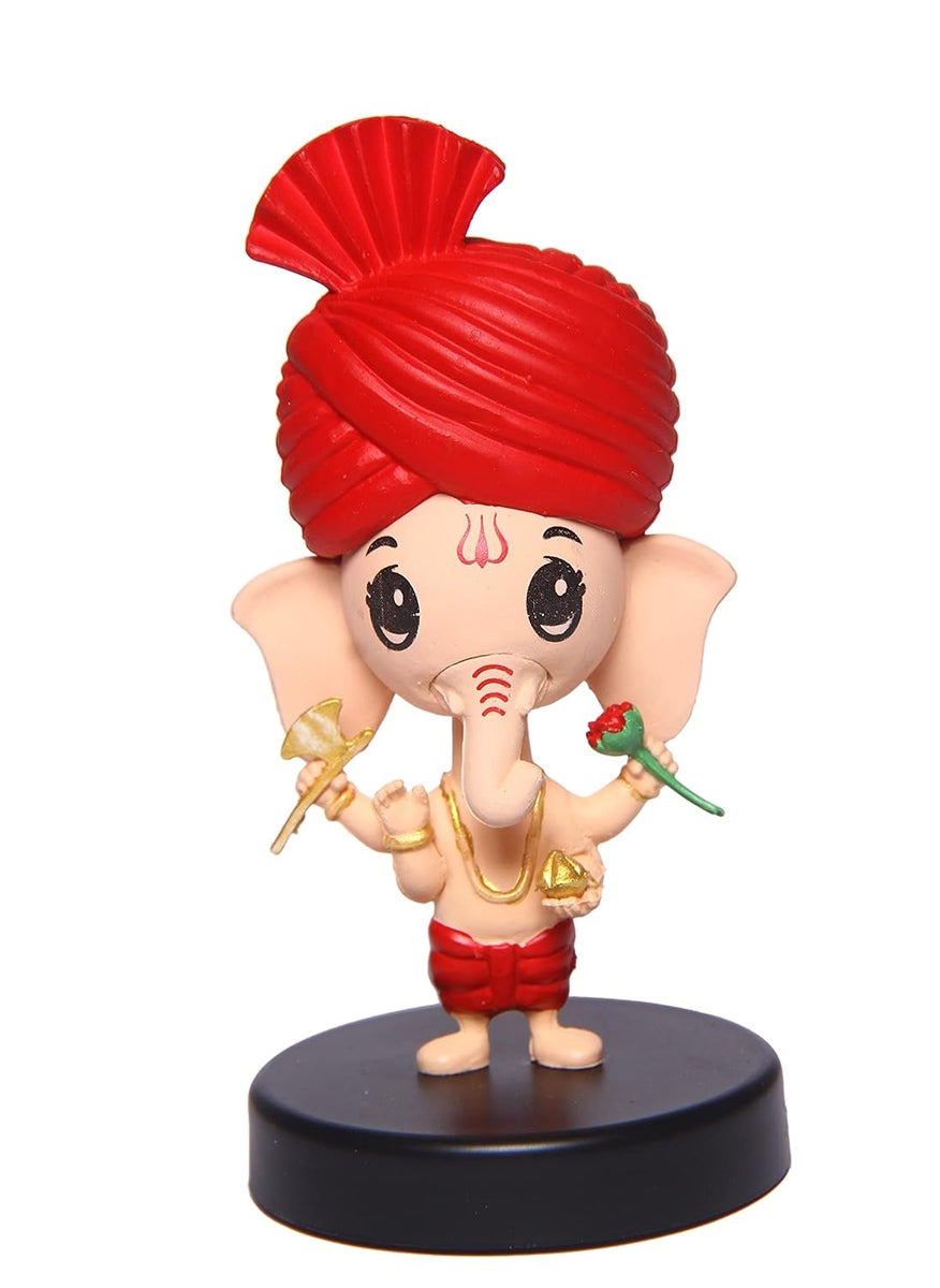 AGIFY GLOBAL Little Lord Shree Ganesha Bubbleheads Figurines for Display Dash Board Home Decors Decoration of Study Office Table Red