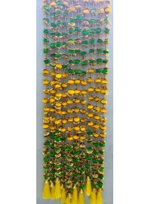 Crown NIMREET Handicrafts Pom Pom String with Golden Beads Bell Hanging Torans Decoration Pack of 10 GreenYellow