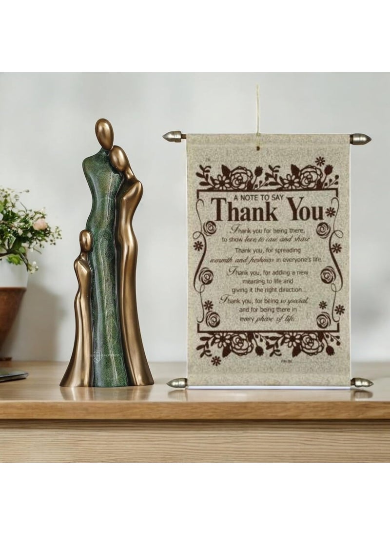 J JIYANSH CREATION Valentine Gifts For Girlfriend Wife Boyfriend Fiance Mother Father With Child Love Statue Family Showpiece set of 3 For Home Decor and Thank You Message Scroll Card