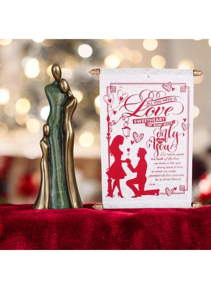 J JIYANSH CREATION Valentine Gifts For Girlfriend Wife Boyfriend Fiance Mother Father With Child Love Statue Family Showpiece set of 3 For Home Decor and Love You Message Scroll Card