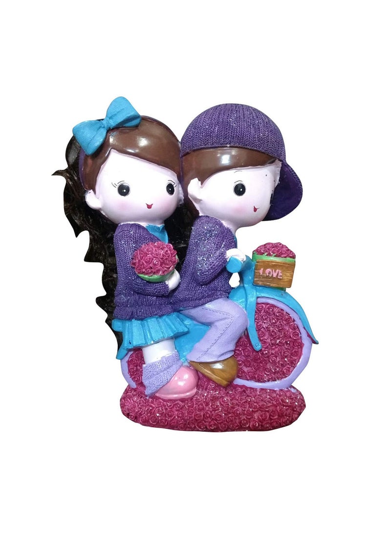 Gifts Byte Cute Couple Sitting on Cycle Valentine Gift Home Decor Showpiece Purple