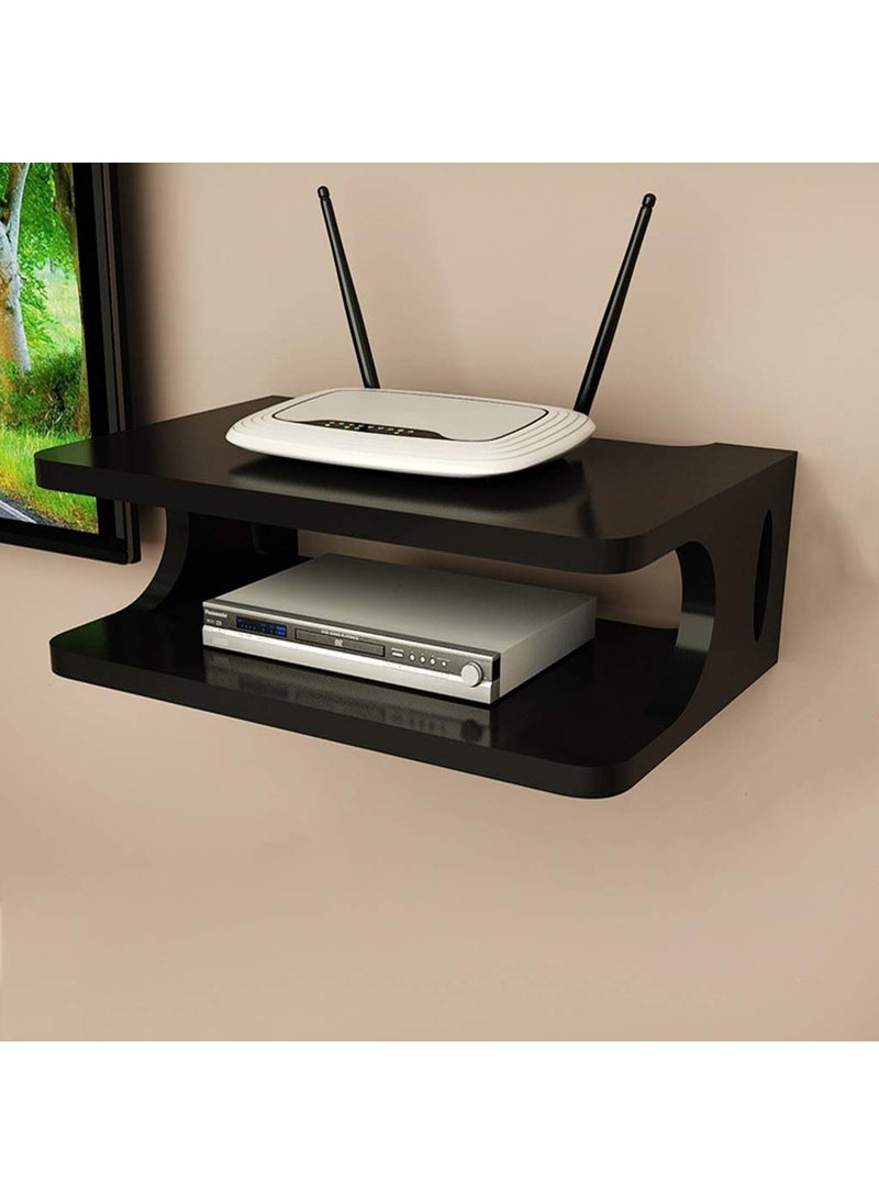 Expart handicrafts Wooden MDF Set up Box Holder Wall MountWall Shelf Floating TV Shelf Black
