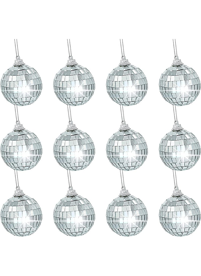 Silver Elegance 12Piece Collection of 2Inch Disco Ball Ornaments Mesmerizing and Luxurious