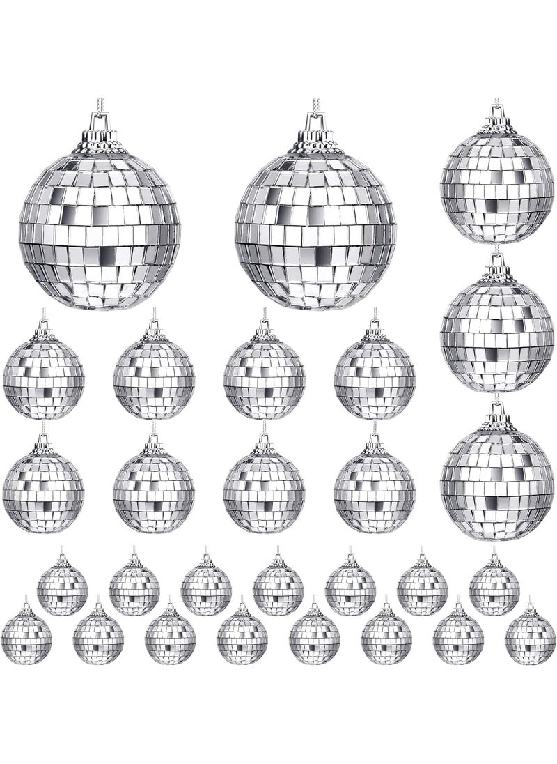 The Decor Affair 28 Pieces Mirror Disco Ball 70s Reflective Mirror Ball Decorations 60s Balls with Fastening Strap for Home Stage Props Festivals Party Accessories
