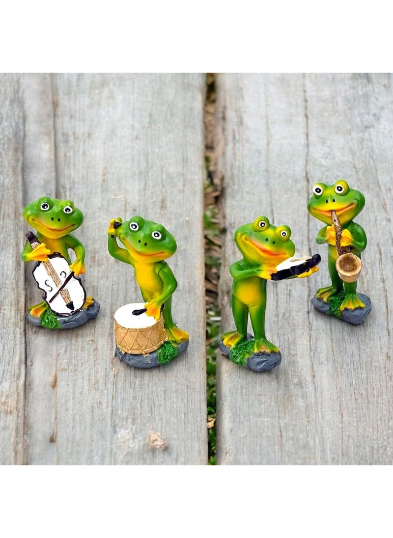 SHEERAVI ENTERPRISES SR 1 Set 4 Pieces Frog Miniature Figurines Decorative Showpiece for Home Bedroom Living Room Office Table Car Dashboard Valentine Festive Decor Green
