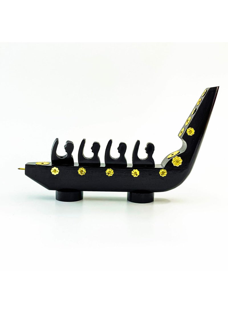 LOYAL CRAFT Traditional Chundan Vallom Snake Boat with Four Rovers Mahagony WoodMade Miniature from Kerala for Home Decor