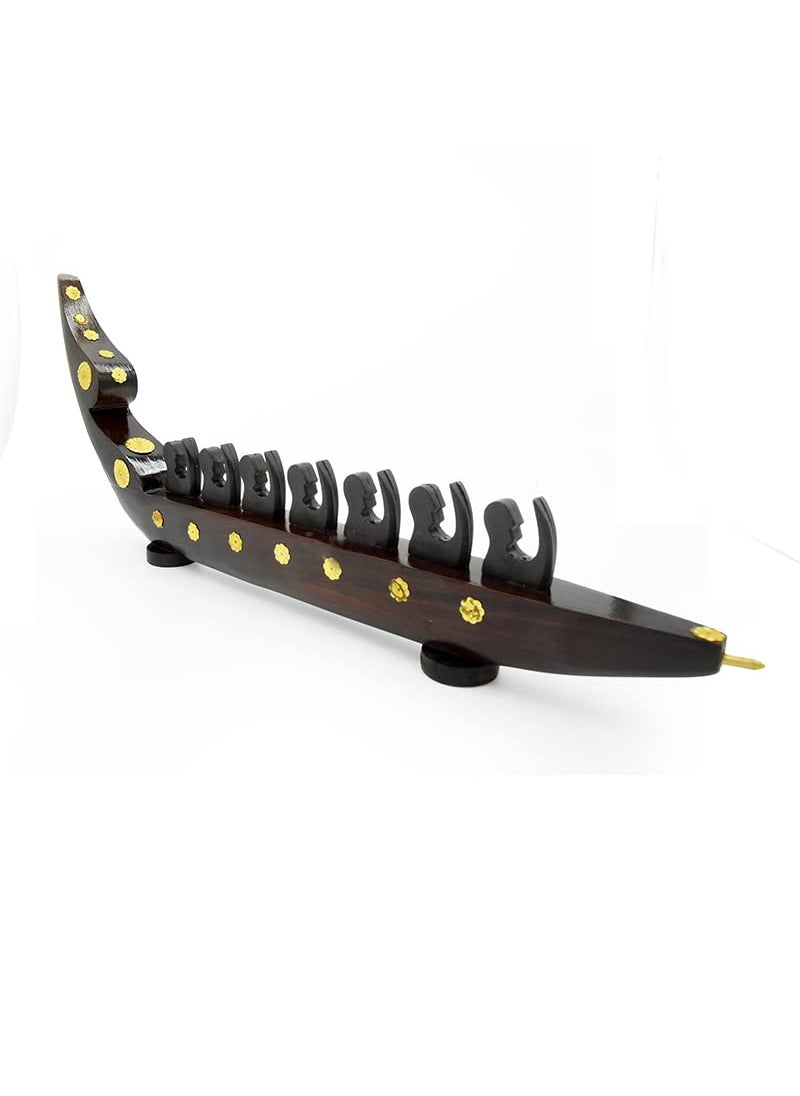 LOYAL CRAFT Traditional Rose Wood Snake Boat Miniature Chundan vallom from Kerala 7 Rovers