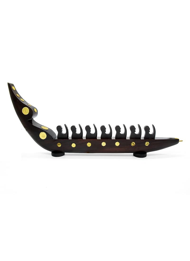 LOYAL CRAFT Chundan Vallom Miniature with 7 Rovers Made with Rosewood Traditional Kerala Snake Boats