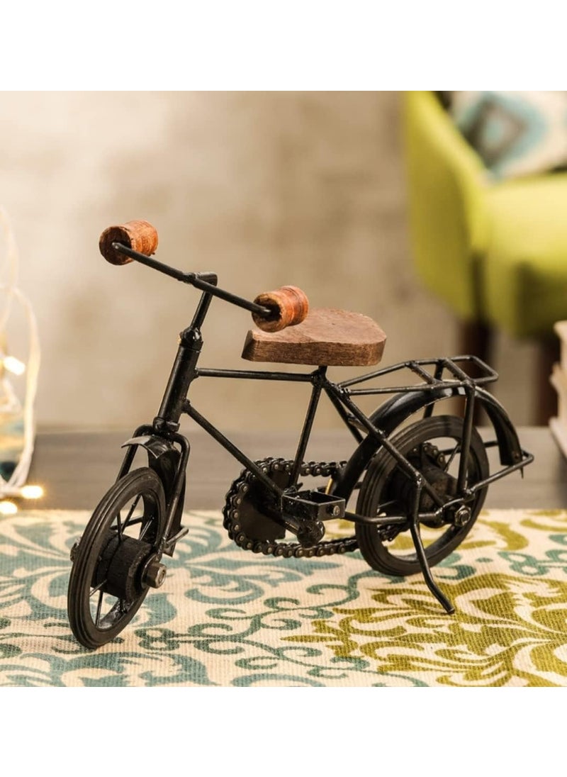 S Rock Handicrafts Wood Decorative Miniature of Metal Cycle Bicycle Showpiece Black