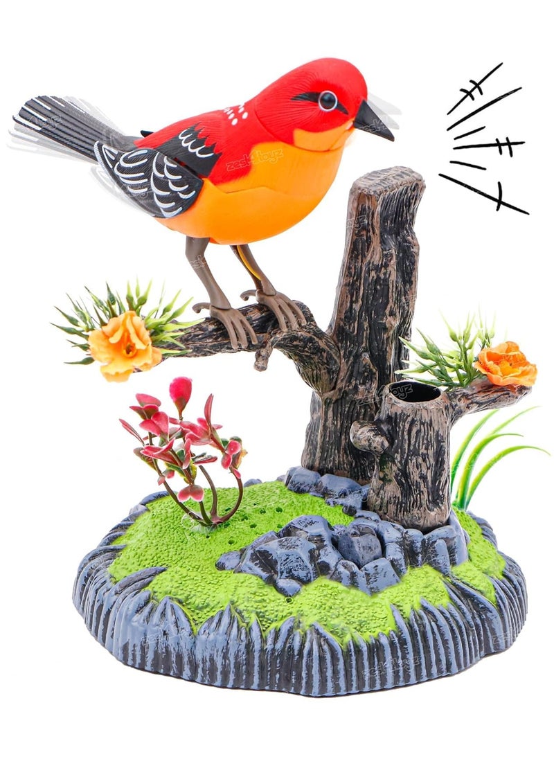 Vaayu E Store Heartful Bird Sound Activated Singing and Flapping Parrot Figurine 30 cm