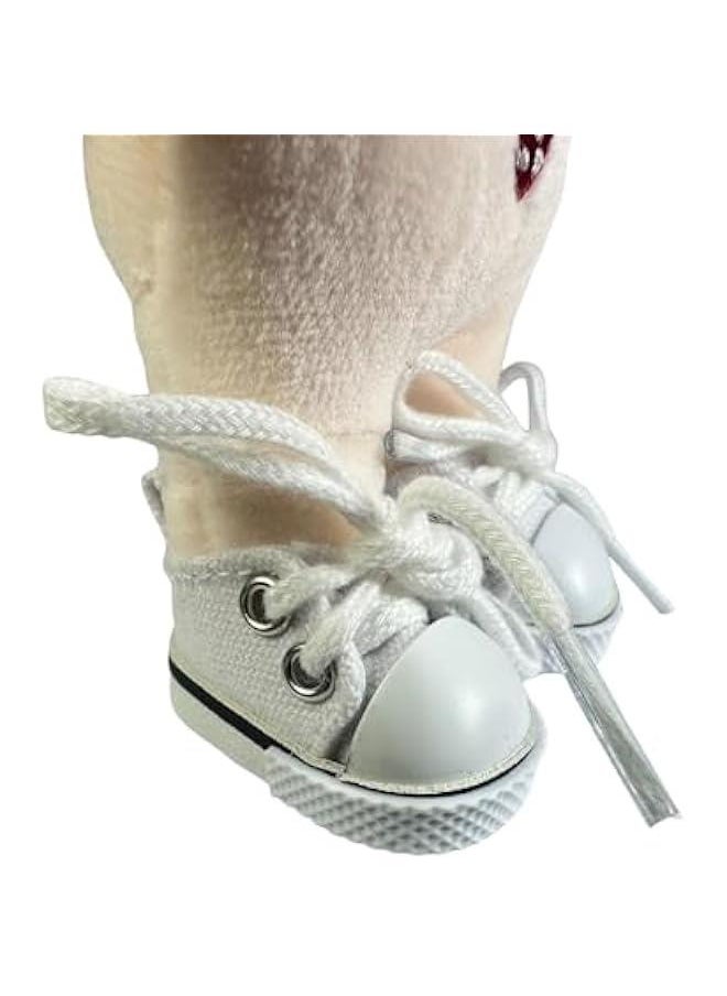 2 Pairs Mini Doll Shoes, Lace-Up Canvas Sneakers Mini Shoes for 17cm Labubu Dolls, Fingerboard Shoes, Mini Finger Shoes, Accessory for Dolls (Package of 2) (Red & White)