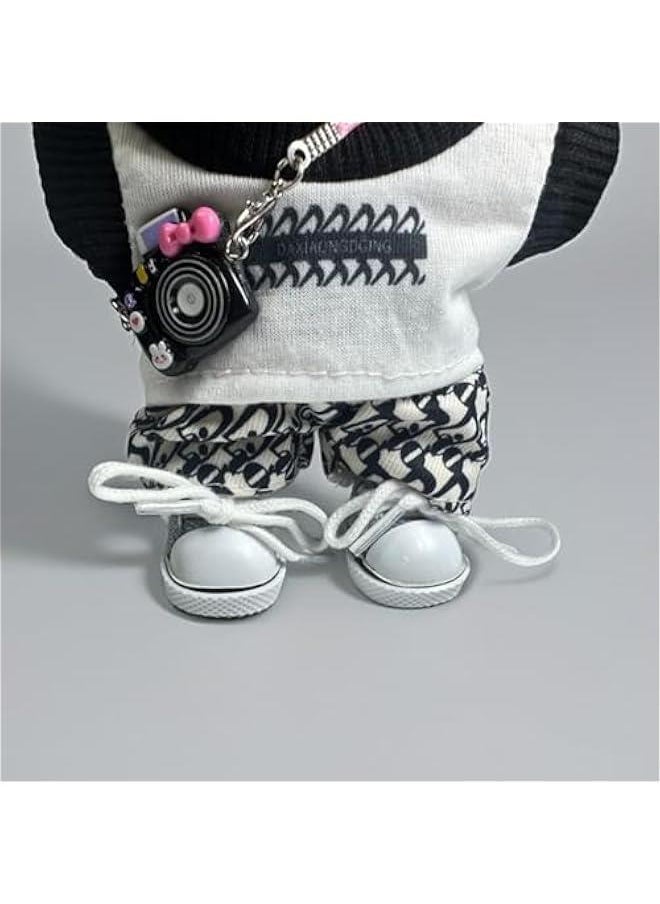 2 Pairs Mini Doll Shoes, Lace-Up Canvas Sneakers Mini Shoes for 17cm Labubu Dolls, Fingerboard Shoes, Mini Finger Shoes, Accessory for Dolls (Package of 2) (Red & White)