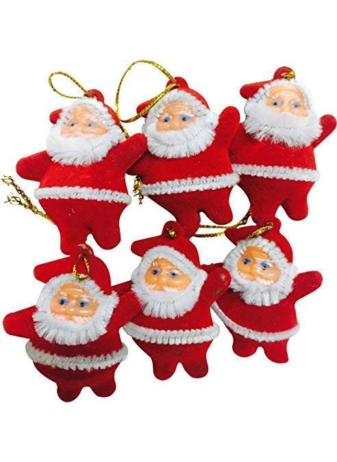 C R Tradelink Mini Santa Claus Doll Hanging Doll for Xmas Tree Decorations Ornaments Items Santa Claus Toy Doll for Kids Christmas Decor Set of 12