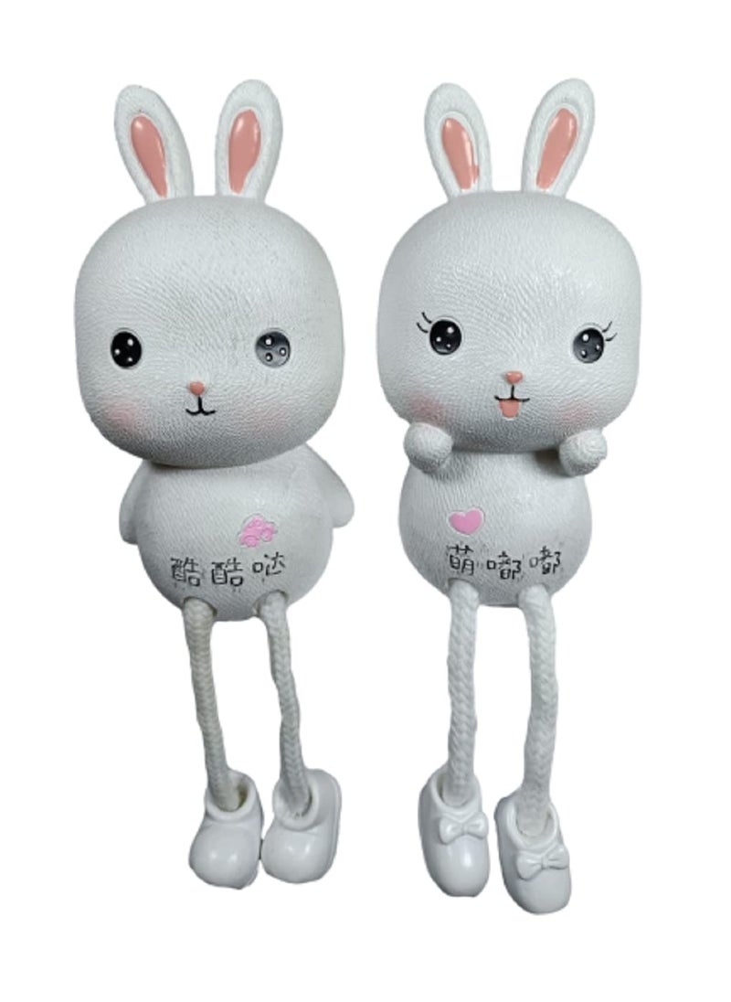 BHOOLUGOOLU Rabbit Couple Hanging Leg Doll Showpiece Style41 SetBox