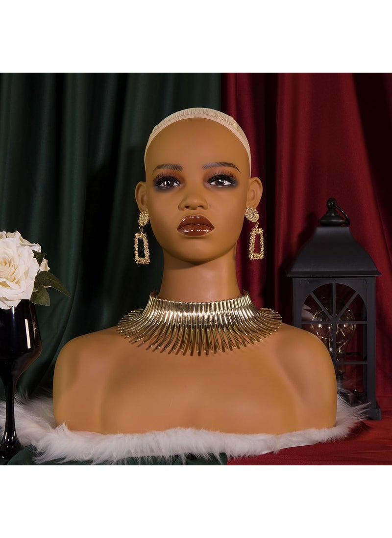 Realistic Female Mannequin Head with Shoulders Manikin Wig Head Stands for WigsMakeupJewerlyBeauty Accessories Displaying DX 410