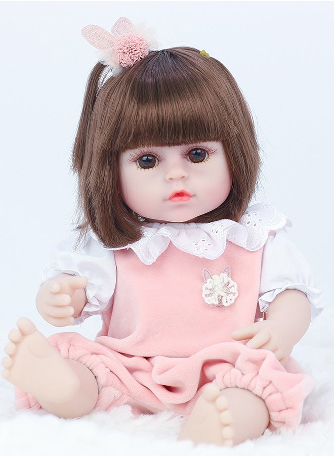 Reborn Baby Doll,38cm Simulation Baby Doll With Pacifier, Bottle, Diaper And a Set of Clothes,Can Drink Water And Pee，Soft and Pinchable，Limbs And Head Can Rotate. Suitable for Birthday Gifts for Children/Kindergarten Toys.