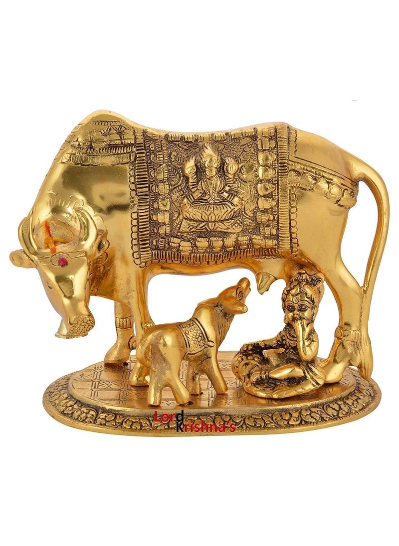 HRDENGINE STORE Cow and Calf with Ladoo Gopal Showpiece Polyresin Figurine