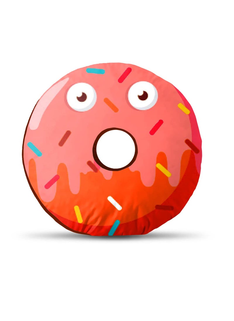 MUKESH HANDICRAFTS Velvet Fabric DonutDoughnut Plush CushionPillow Soft Toys for Kids 14x14 inches Multicolour