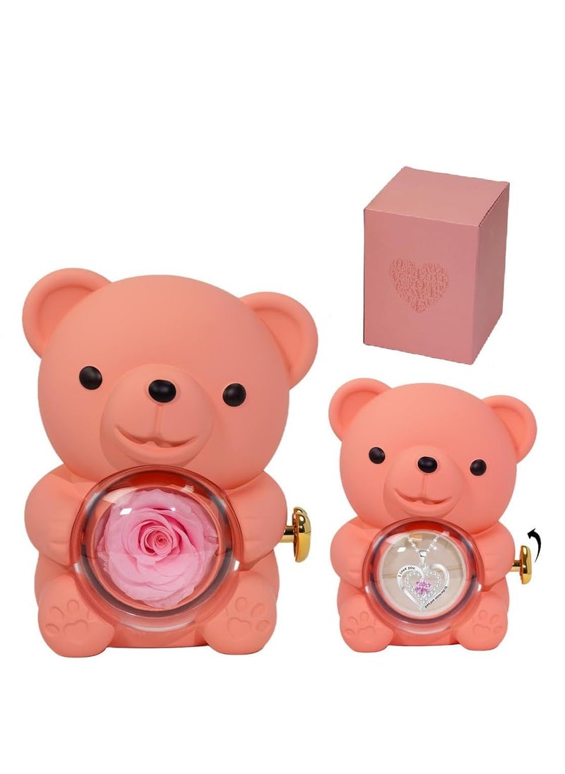 Fayleeko Romantic Preserved Rose Cute Bear Eternal Flower Gift for Mom Wife Girlfriend Grandma Ideal for Valentines Mothers Day Christmas Birthdays