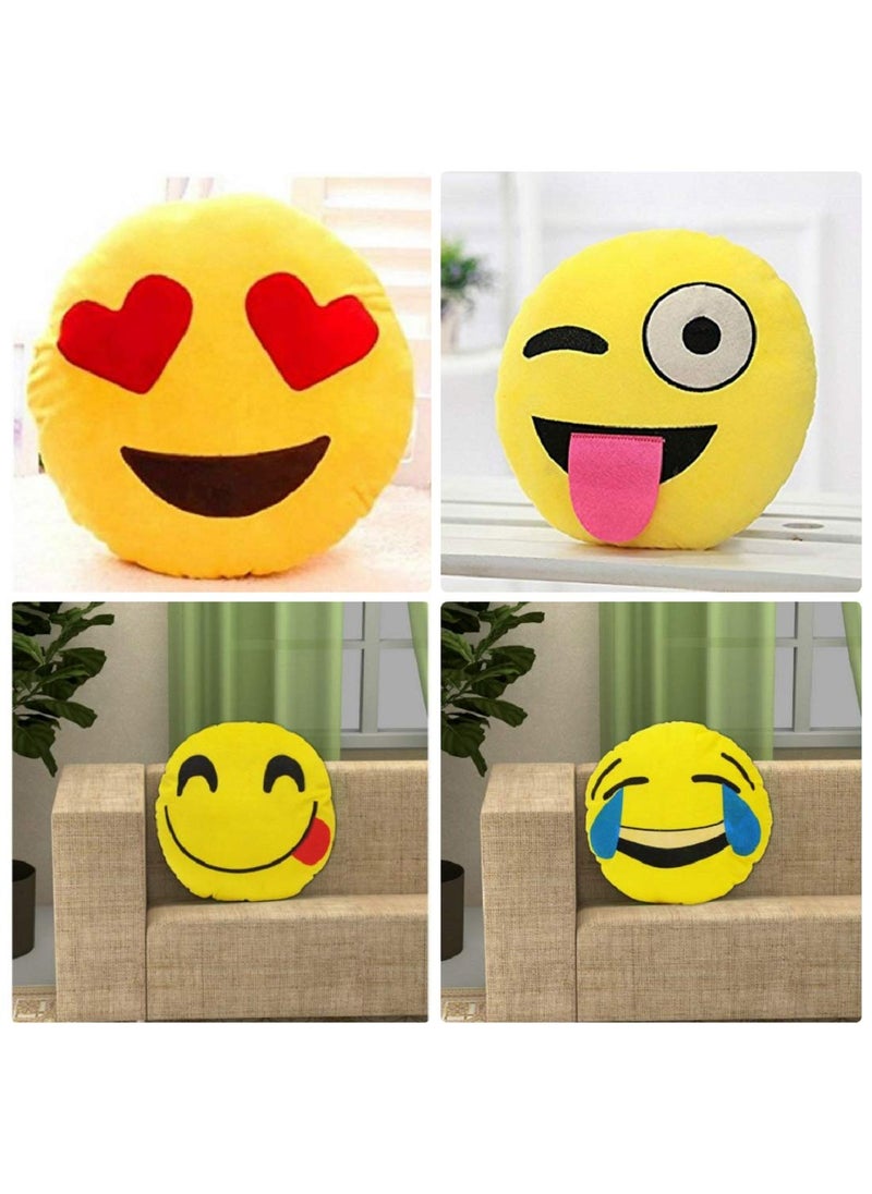 Supreme Home Collective Plush Smiley Emoji Pillow Soft Round Loving heartCrazyFoodieLaugh cry Decorative Cushion 12x12 inches30x30cm Pack of 4