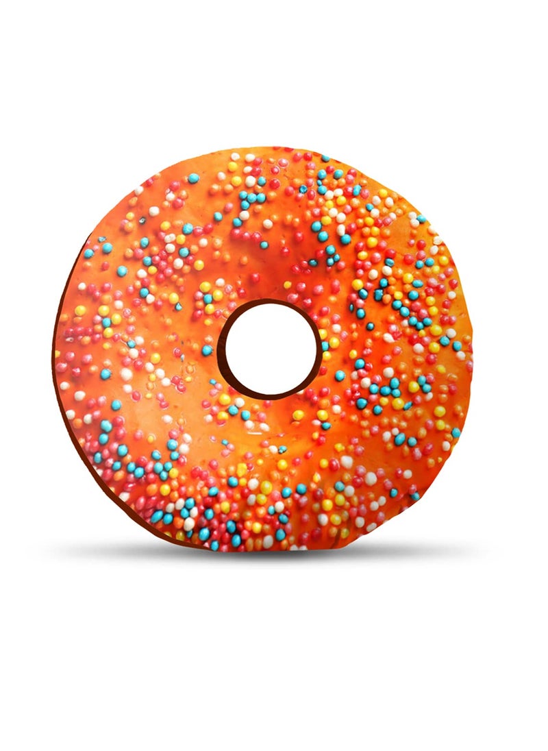 MUKESH HANDICRAFTS Velvet Fabric Donut Plush Pillow Cushion for Kids Boys Girls Multicolor Design 2 14x14 inches