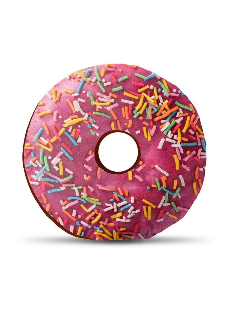 MUKESH HANDICRAFTS Velvet Fabric Donut Plush Pillow Cushion for Kids Boys Girls Multicolor Design 18 14X14 Inches