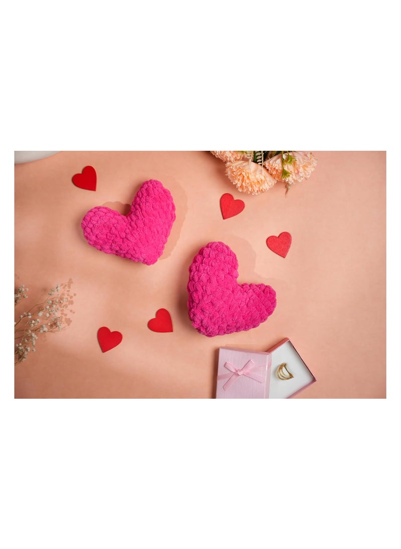 JCGI Handmade Crochet Soft Pink Heart Shaped Plushie Throw Pillow Decorative Cozy Decorative Cushion for Nursery Pillow Home Decor Office Valentines Day Gift Idea Childs Room Pack1