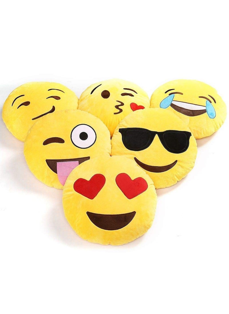 Shivay InternationalFlying Kissing with Heart Eyes and Smiley Cushion Multicolour Set of 6