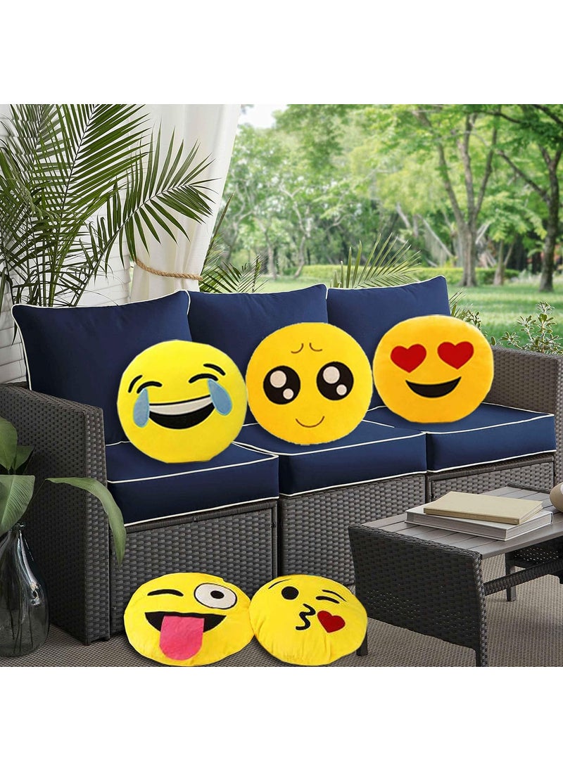 Supreme Home Collective Plush Emoji Pillow Soft Round Cushion Pack of 5 Yellow 12x12 inches